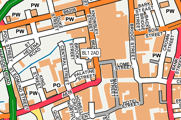 BL1 2AD map - OS OpenMap – Local (Ordnance Survey)