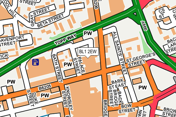 BL1 2EW map - OS OpenMap – Local (Ordnance Survey)