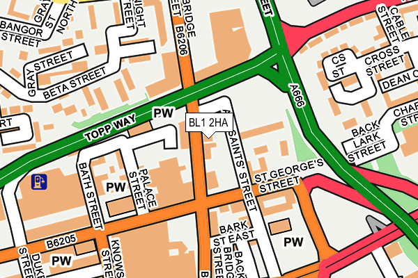 BL1 2HA map - OS OpenMap – Local (Ordnance Survey)