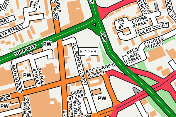 BL1 2HB map - OS OpenMap – Local (Ordnance Survey)