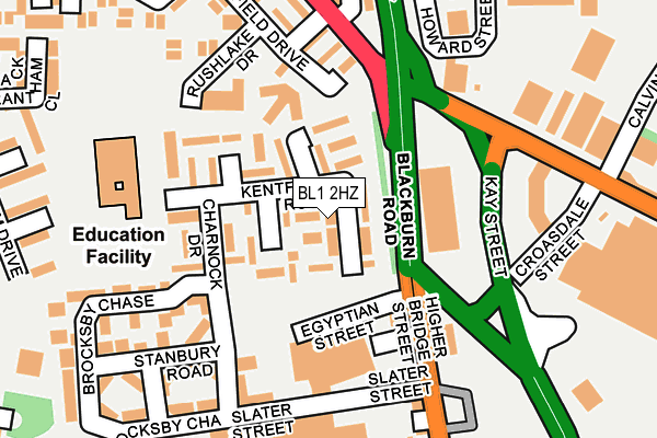BL1 2HZ map - OS OpenMap – Local (Ordnance Survey)