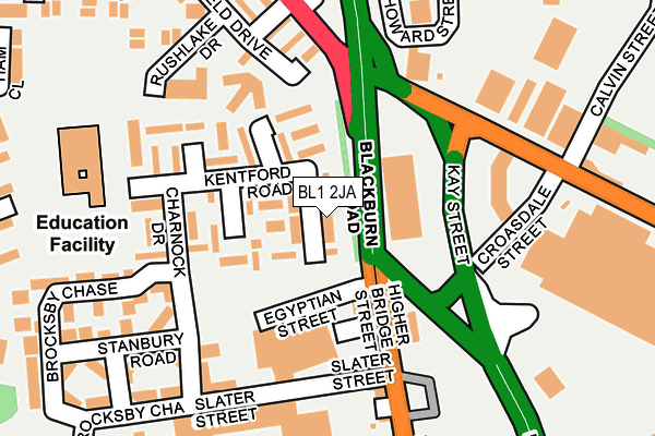 BL1 2JA map - OS OpenMap – Local (Ordnance Survey)