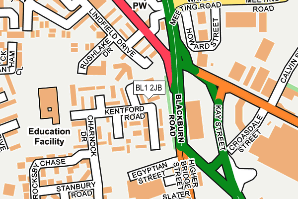 BL1 2JB map - OS OpenMap – Local (Ordnance Survey)