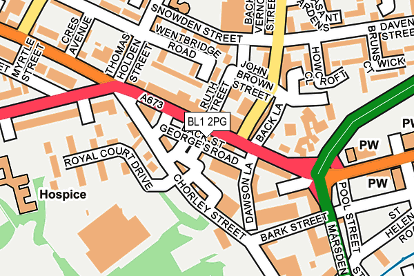 BL1 2PG map - OS OpenMap – Local (Ordnance Survey)