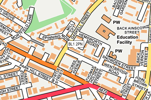 BL1 2PN map - OS OpenMap – Local (Ordnance Survey)