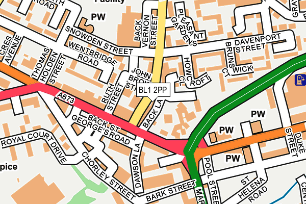 BL1 2PP map - OS OpenMap – Local (Ordnance Survey)