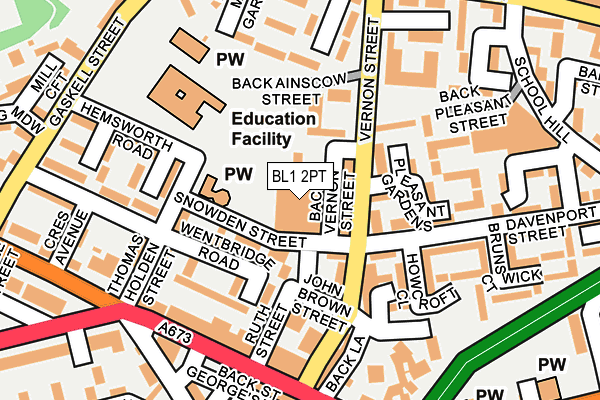 BL1 2PT map - OS OpenMap – Local (Ordnance Survey)