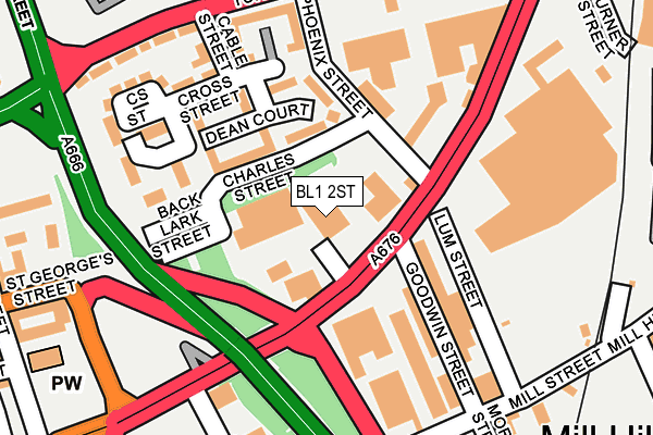 BL1 2ST map - OS OpenMap – Local (Ordnance Survey)