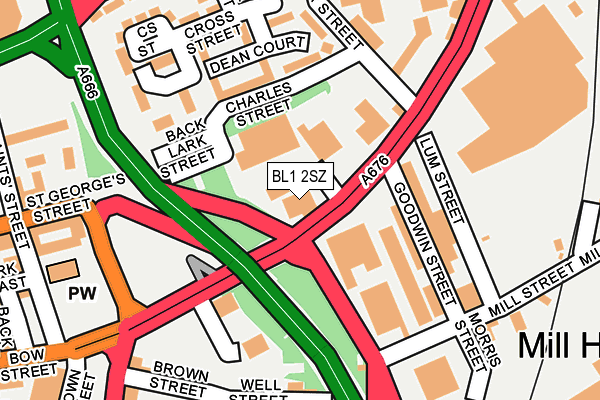 BL1 2SZ map - OS OpenMap – Local (Ordnance Survey)