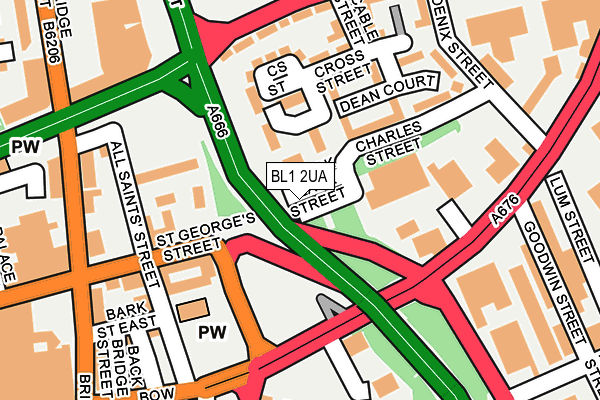 BL1 2UA map - OS OpenMap – Local (Ordnance Survey)