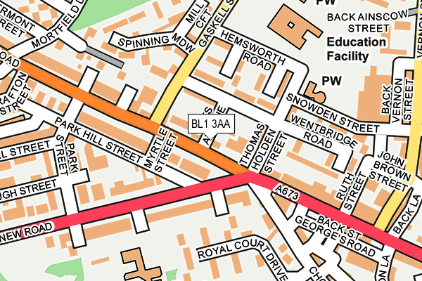 BL1 3AA map - OS OpenMap – Local (Ordnance Survey)
