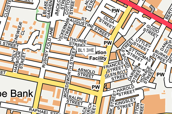 BL1 3HE map - OS OpenMap – Local (Ordnance Survey)