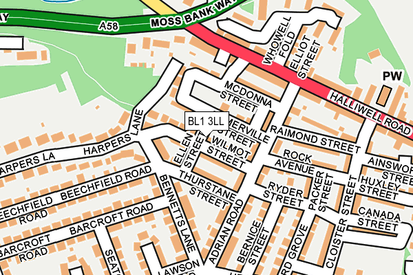 BL1 3LL map - OS OpenMap – Local (Ordnance Survey)