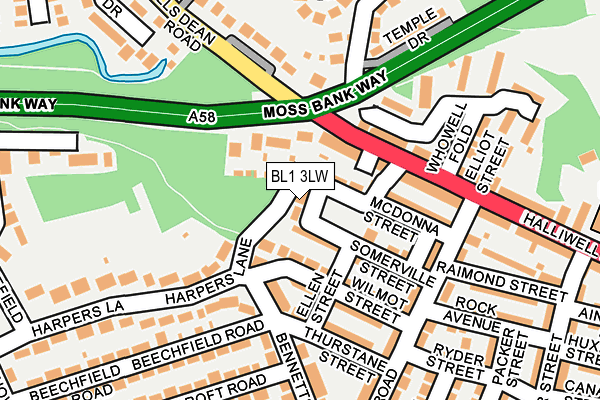 BL1 3LW map - OS OpenMap – Local (Ordnance Survey)