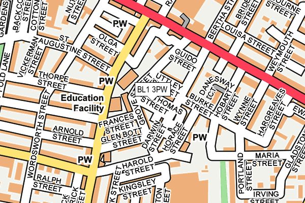 BL1 3PW map - OS OpenMap – Local (Ordnance Survey)
