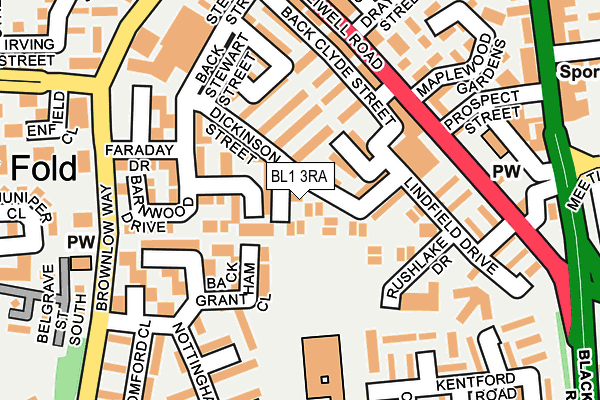 BL1 3RA map - OS OpenMap – Local (Ordnance Survey)