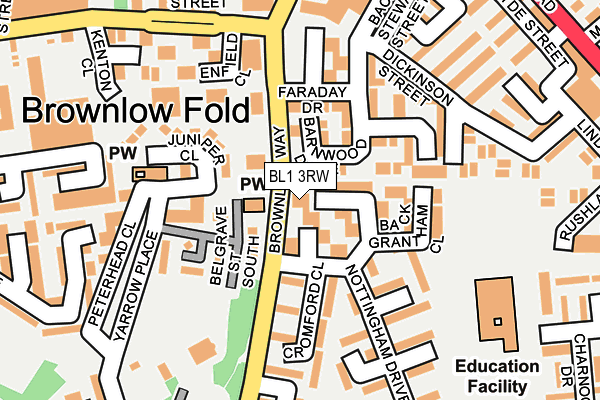 BL1 3RW map - OS OpenMap – Local (Ordnance Survey)