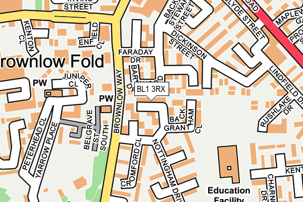 BL1 3RX map - OS OpenMap – Local (Ordnance Survey)