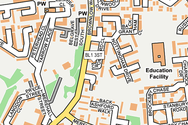 BL1 3ST map - OS OpenMap – Local (Ordnance Survey)
