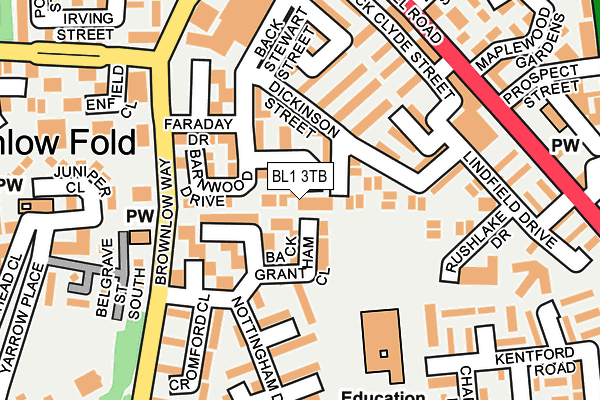 BL1 3TB map - OS OpenMap – Local (Ordnance Survey)