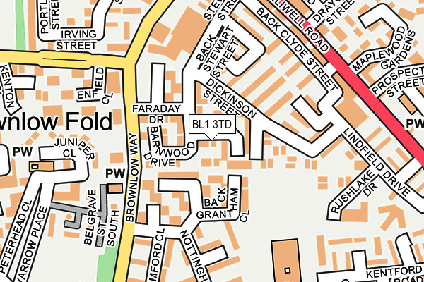 BL1 3TD map - OS OpenMap – Local (Ordnance Survey)