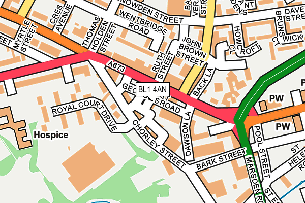 BL1 4AN map - OS OpenMap – Local (Ordnance Survey)