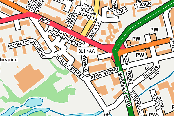 BL1 4AW map - OS OpenMap – Local (Ordnance Survey)