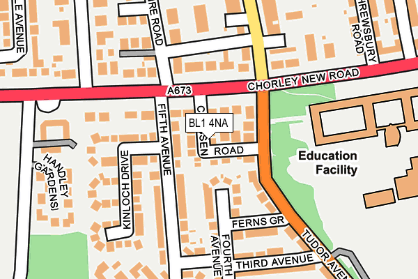 BL1 4NA map - OS OpenMap – Local (Ordnance Survey)