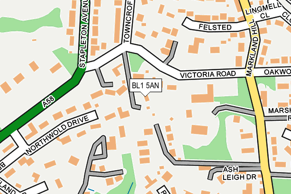 BL1 5AN map - OS OpenMap – Local (Ordnance Survey)