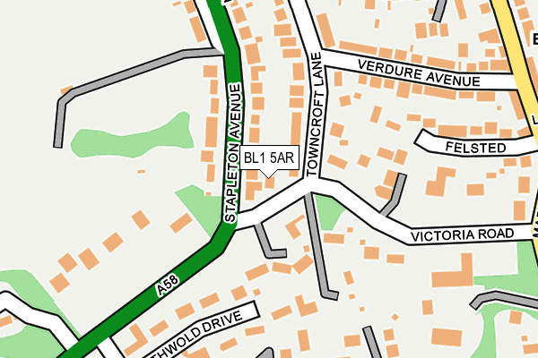 BL1 5AR map - OS OpenMap – Local (Ordnance Survey)
