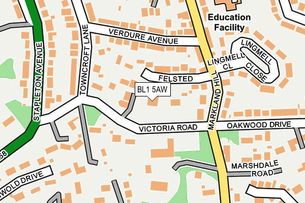 BL1 5AW map - OS OpenMap – Local (Ordnance Survey)