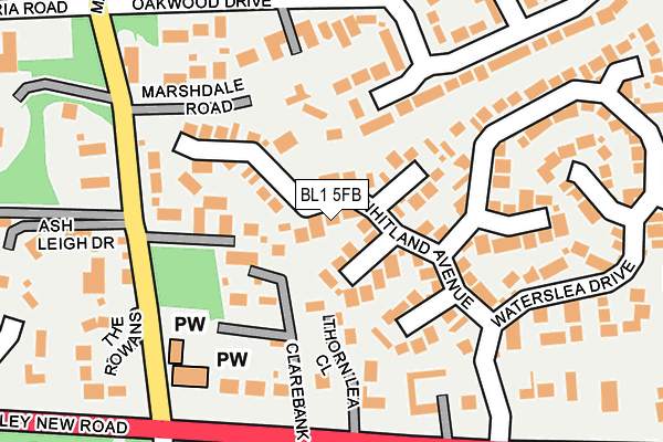 BL1 5FB map - OS OpenMap – Local (Ordnance Survey)
