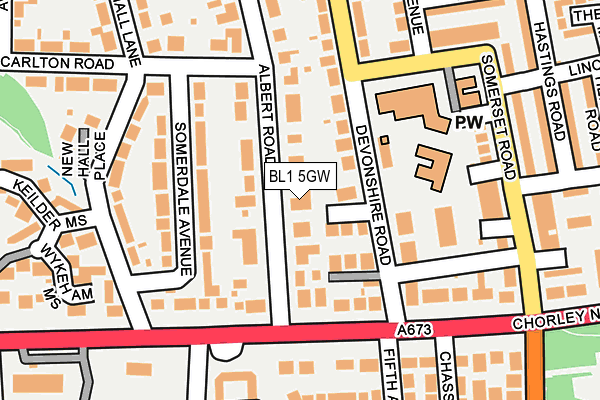 BL1 5GW map - OS OpenMap – Local (Ordnance Survey)