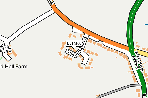 BL1 5PX map - OS OpenMap – Local (Ordnance Survey)