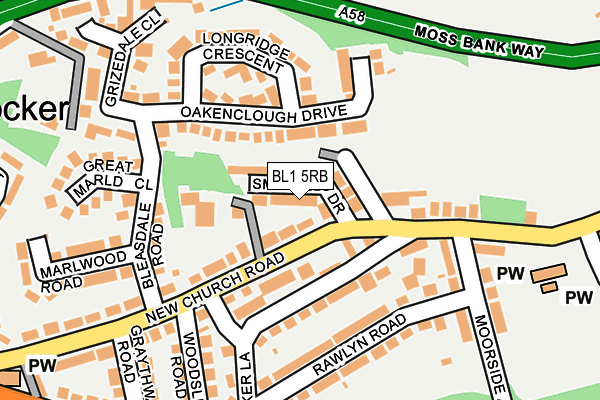BL1 5RB map - OS OpenMap – Local (Ordnance Survey)