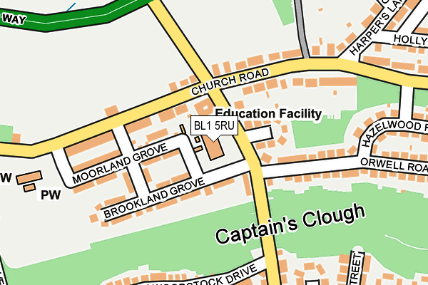 BL1 5RU map - OS OpenMap – Local (Ordnance Survey)