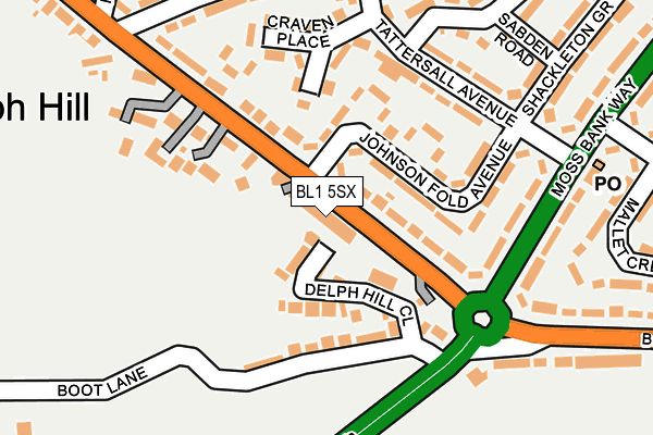 BL1 5SX map - OS OpenMap – Local (Ordnance Survey)