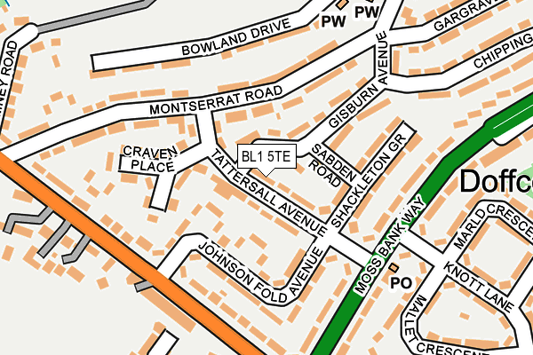 BL1 5TE map - OS OpenMap – Local (Ordnance Survey)