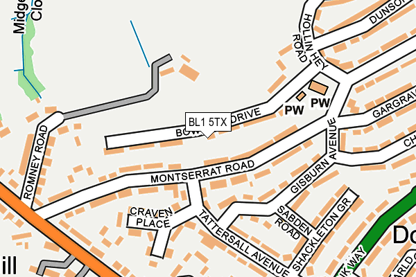 BL1 5TX map - OS OpenMap – Local (Ordnance Survey)