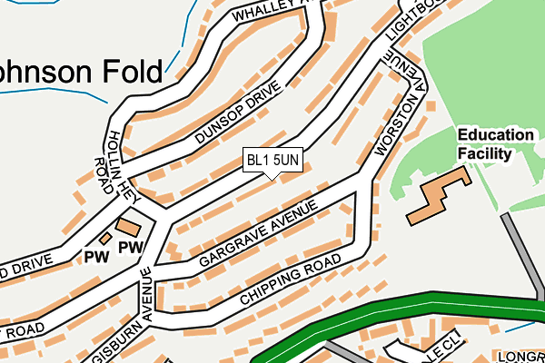 BL1 5UN map - OS OpenMap – Local (Ordnance Survey)