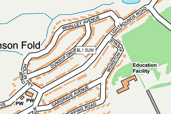 BL1 5UW map - OS OpenMap – Local (Ordnance Survey)