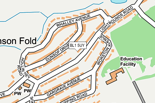 BL1 5UY map - OS OpenMap – Local (Ordnance Survey)