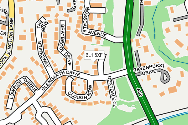 BL1 5XF map - OS OpenMap – Local (Ordnance Survey)