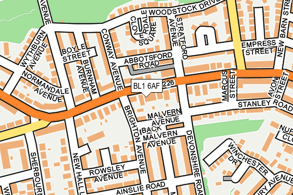 BL1 6AF map - OS OpenMap – Local (Ordnance Survey)
