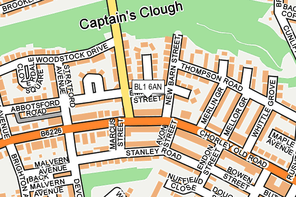 BL1 6AN map - OS OpenMap – Local (Ordnance Survey)