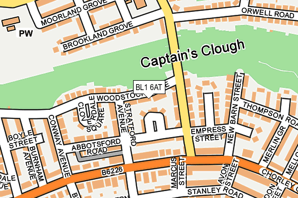 BL1 6AT map - OS OpenMap – Local (Ordnance Survey)