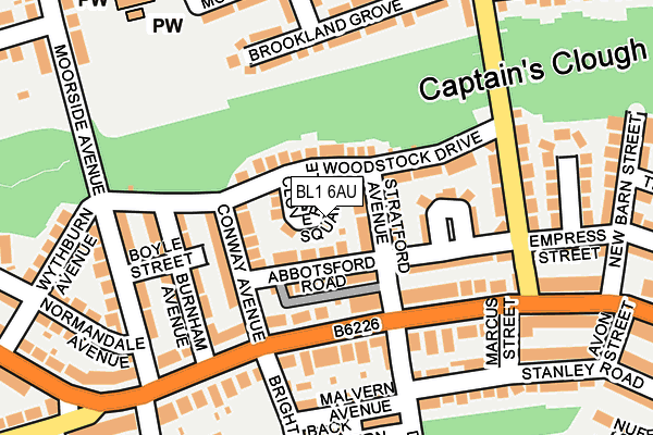 BL1 6AU map - OS OpenMap – Local (Ordnance Survey)