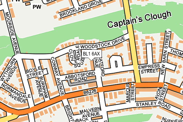 BL1 6AX map - OS OpenMap – Local (Ordnance Survey)