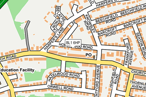 BL1 6HP map - OS OpenMap – Local (Ordnance Survey)