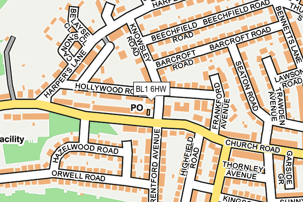 BL1 6HW map - OS OpenMap – Local (Ordnance Survey)